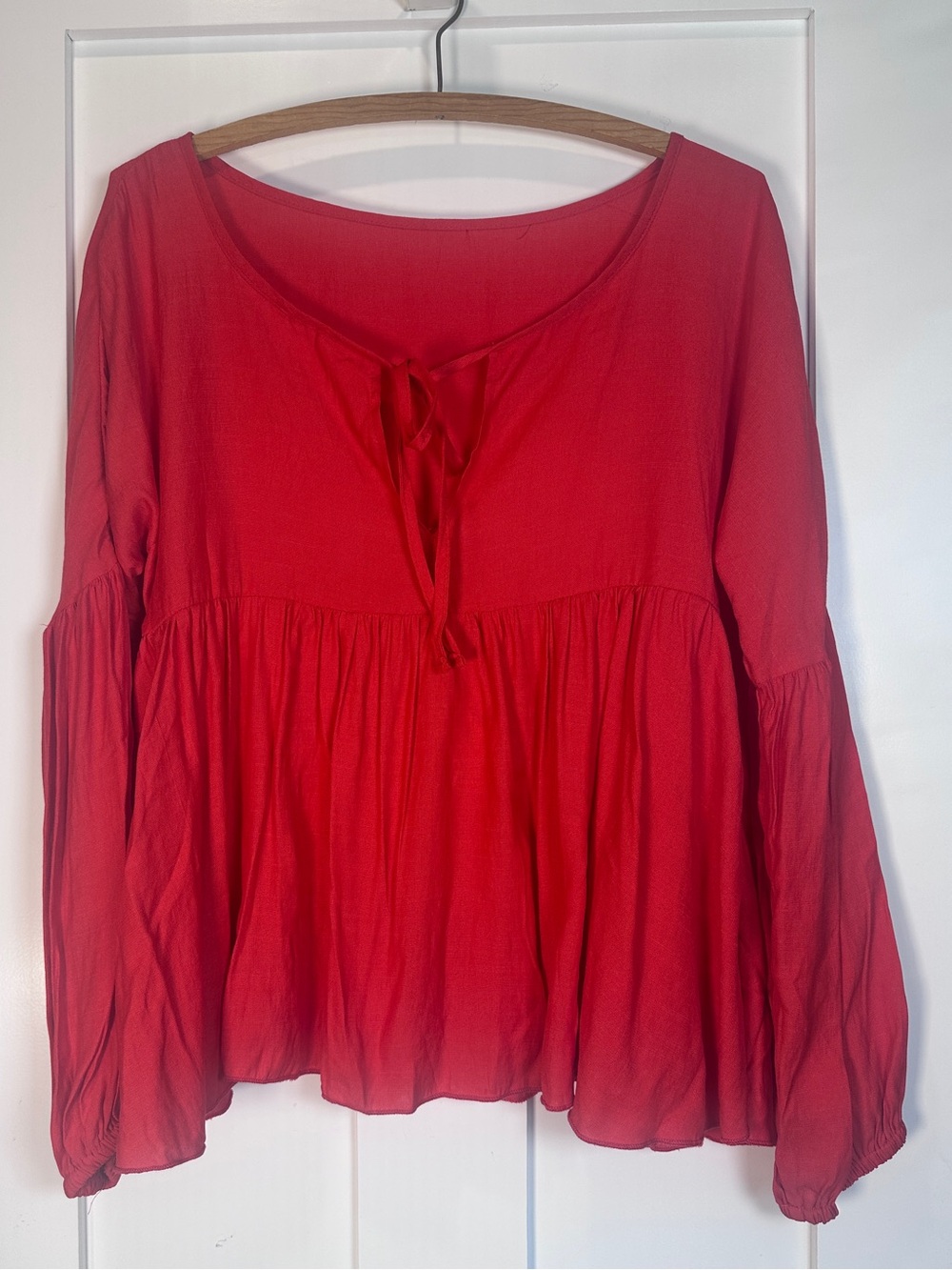 Women’s Red Tie-Front Boho Tunic Top